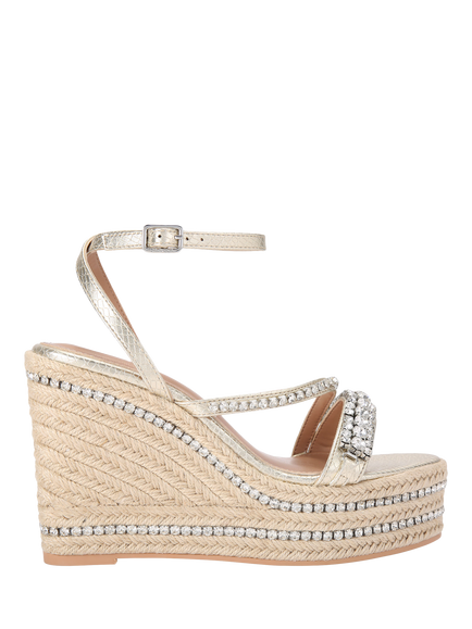 Carvela Lusso Embellished Wedge Heel Espadrille Sandals, Gold, Gold