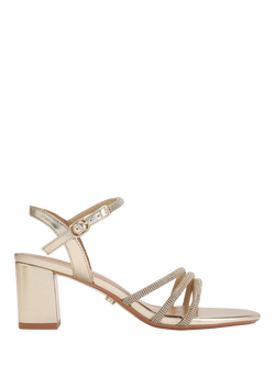 Carvela Motto Block Heel Embellished Sandals, Gold, Gold
