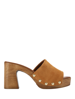 Carvela Novella Suede Stud Detail Mule Sandals, Tan