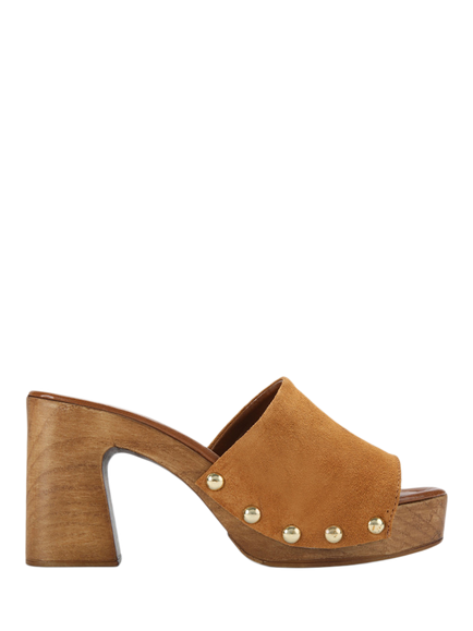 Carvela Novella Suede Stud Detail Mule Sandals, Tan