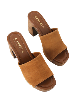 Carvela Novella Suede Stud Detail Mule Sandals - view 2, Tan