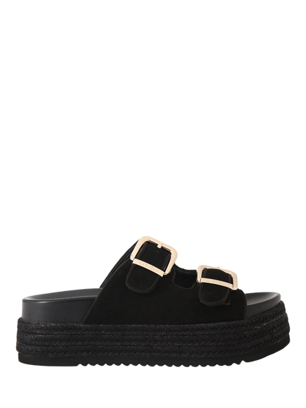 Carvela Perla Microsuede Flatform Sandals, Black, Black