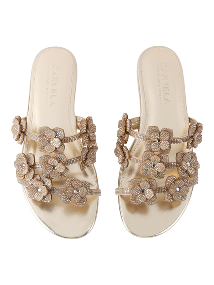 Carvela Petalo Footbed Sandals, Gold - view 2, Gold