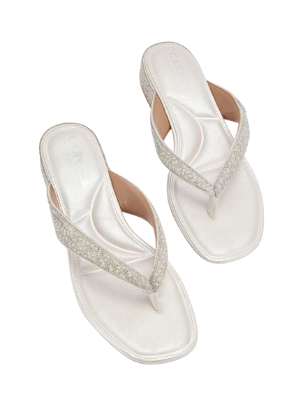 Carvela Portici Low Block Heel Sandals, White - view 2, White