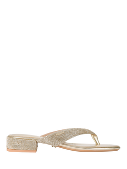 Carvela Portici Low Block Heel Sandals, Gold, Gold