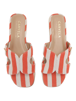 Carvela Rivo Slip-On Footbed Woven Sandals, Orange/White - view 2, Orange/White