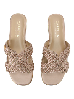 Carvela Rivo Slip-On Footbed Woven Beaded Sandals, Blush - view 2, Blush