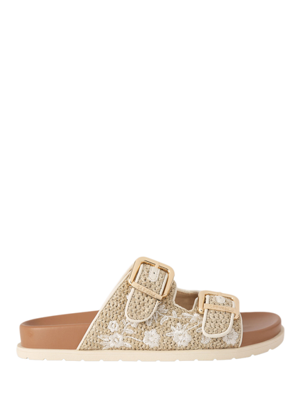 Carvela Selena Raffia Embroidered Footbed Sandals, Natural Multi, Natural Multi