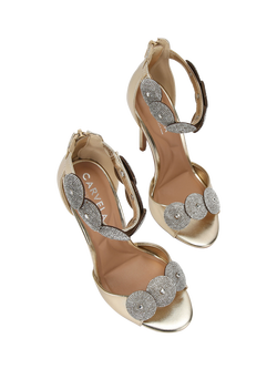 Carvela Serafina Embellished Heeled Sandals, Champagne - view 2, Champagne