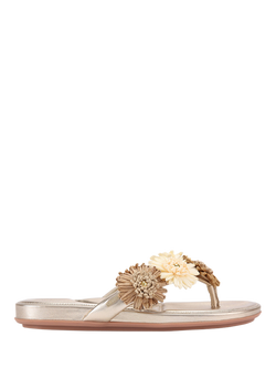 Carvela Sorrento Flower Toe Post Flat Sandals, Gold, Gold