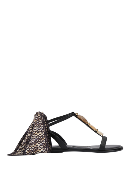 Carvela Sorrento Gem & Scarf Footbed Sandals, Black/Multi, Black/Multi