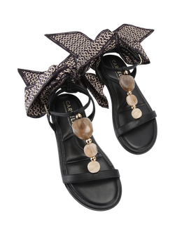 Carvela Sorrento Gem & Scarf Footbed Sandals, Black/Multi - view 2, Black/Multi