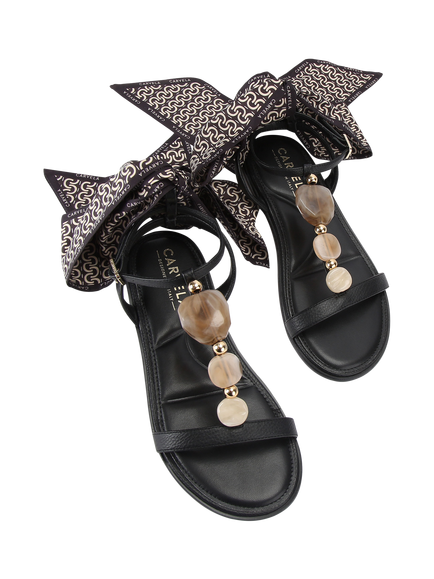 Carvela Sorrento Gem & Scarf Footbed Sandals, Black/Multi - view 2, Black/Multi