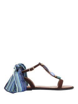 Carvela Sorrento Gem & Scarf Footbed Sandals, Brown/Multi, Brown/Multi