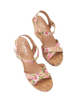 Carvela Verona Floral Wedge Sandals, Multi - view 2, Multi