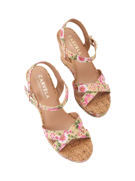 Carvela Verona Floral Wedge Sandals, Multi - view 2, Multi
