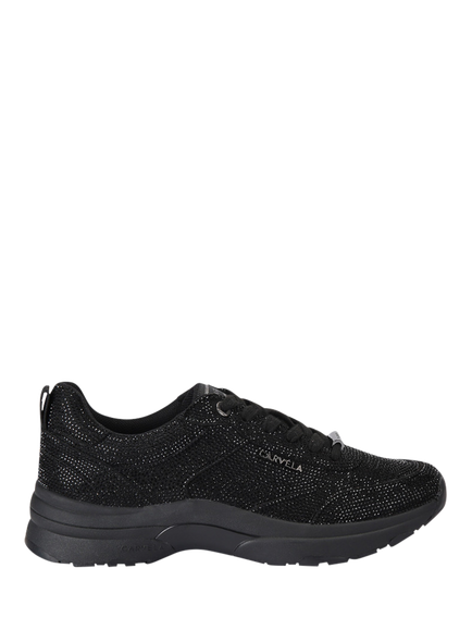 Carvela Adoro Bling Embellished Lace Up Trainers, Black, Black