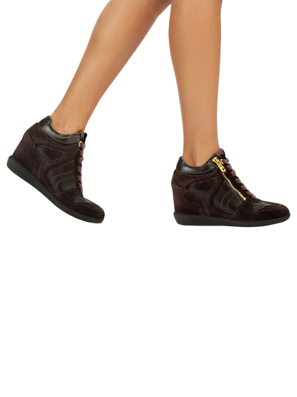 Carvela Altezza Leather Hi-Top Zip Leather Trainers - view 2, Brown