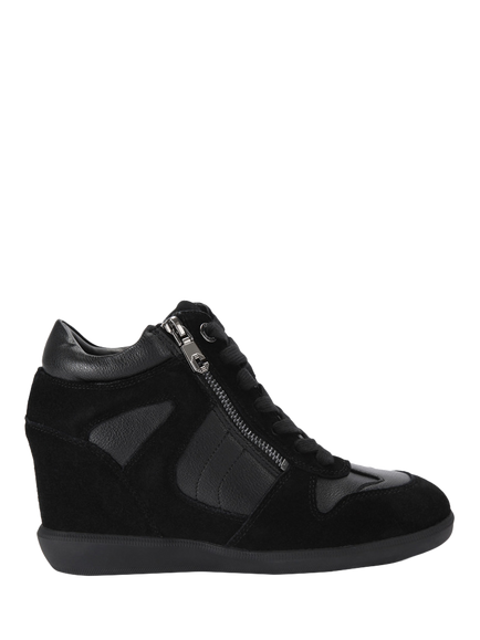 Carvela Altezza Leather Hi-Top Zip Leather Trainers, Black