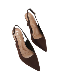 Carvela Corletta Pointed Slingback Heeled Courts - view 2, Brown Mid