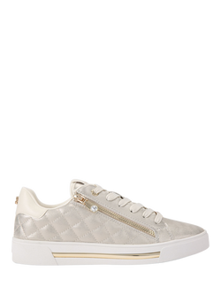 Carvela Diamond Metallic Quilted Leather Trainers, Gold, Gold