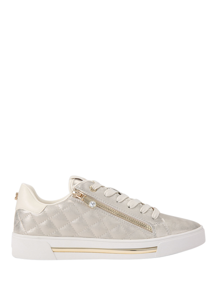 Carvela Diamond Metallic Quilted Leather Trainers, Gold, Gold