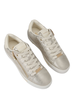 Carvela Diamond Metallic Quilted Leather Trainers, Gold - view 2, Gold