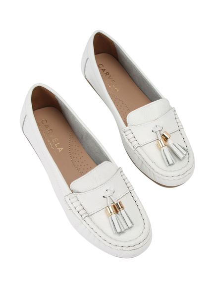 Carvela Fiasco Leather Loafers, White - view 2, White