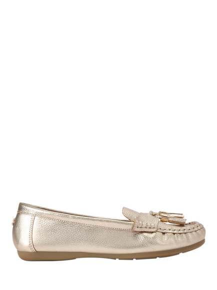 Carvela Fiasco Leather Loafers, Gold, Gold