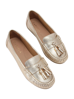 Carvela Fiasco Leather Loafers, Gold - view 2, Gold