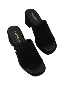 Carvela Letizia Suede Block Heel Mule Sandals - view 2, Black