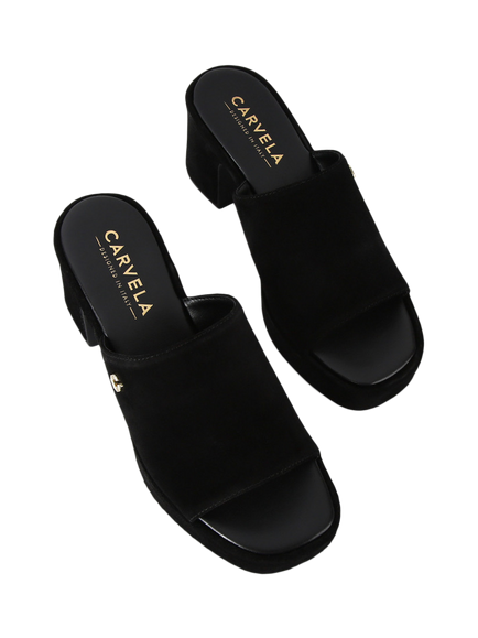 Carvela Letizia Suede Block Heel Mule Sandals - view 2, Black