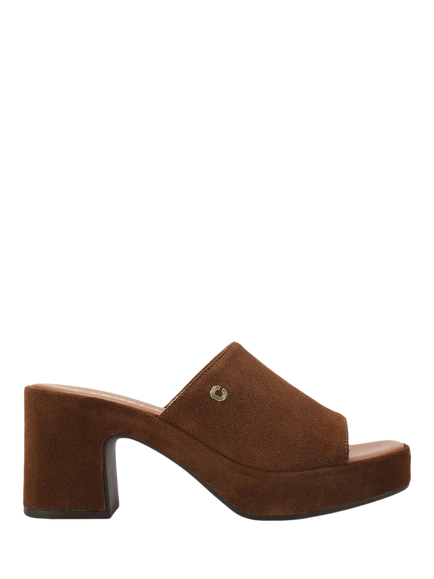 Carvela Letizia Suede Block Heel Mule Sandals, Brown
