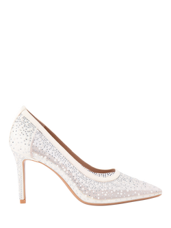 Carvela Lovebird Mesh Embellished High Heel Court Shoes, Putty