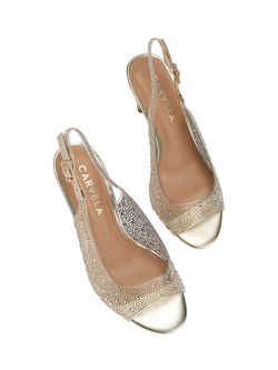 Carvela Lovebird Embellished Slingback Court Shoes - view 2, Gold