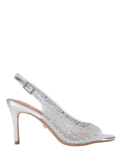 Carvela Lovebird Embellished Slingback Court Shoes, Silver