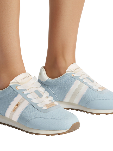 Carvela Mio Lace Up Trainers, Blue Mid - view 2, Blue Mid