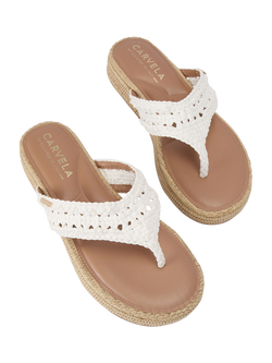 Carvela Portofino Woven T-Bar Sandals - view 2, White