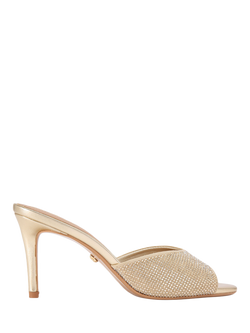 Carvela Silvia Embellished Stiletto Heel Mule Sandals, Gold, Gold