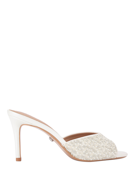 Carvela Silvia Embellished Stiletto Heel Mule Sandals, White, White