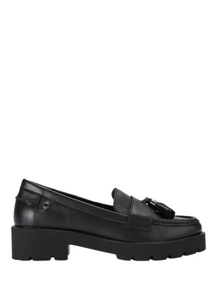 Carvela Snap Leather Chunky Tassel Loafers, Black, Black