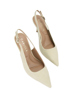 Carvela Spirited Suede Slingback Court Shoes - view 2, Cream