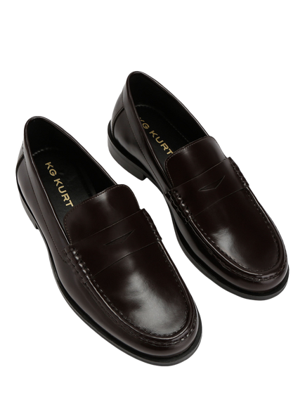 KG Kurt Geiger Gene Leather Loafers - view 2, Red Wine