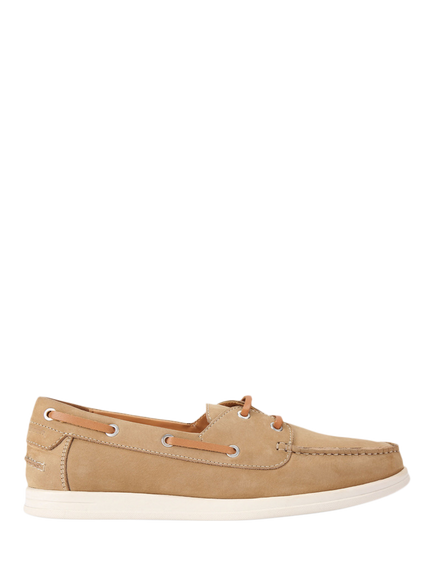KG Kurt Geiger Obi Leather Boat Shoes, Beige, Beige