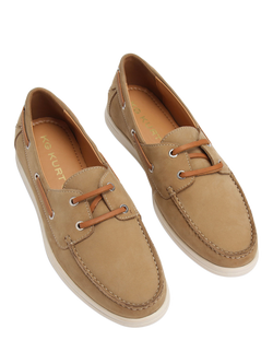 KG Kurt Geiger Obi Leather Boat Shoes, Beige - view 2, Beige