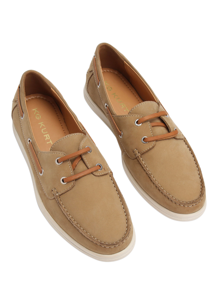 KG Kurt Geiger Obi Leather Boat Shoes, Beige - view 2, Beige