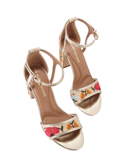 KG Kurt Geiger Faryn Embroidered Block Heel Strappy Sandals, Natural Multi - view 2, Natural Multi