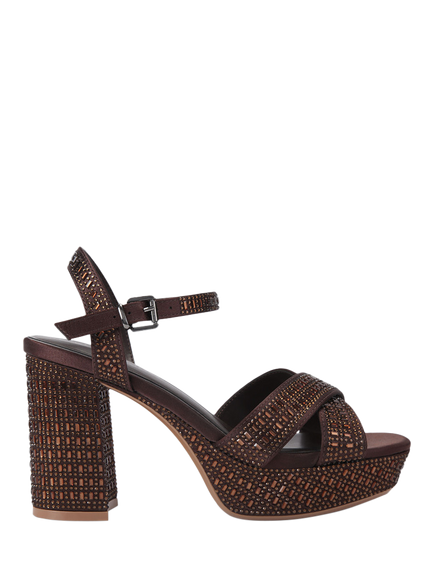 KG Kurt Geiger Fleur Embellished Platform Heel Sandals, Brown, Brown