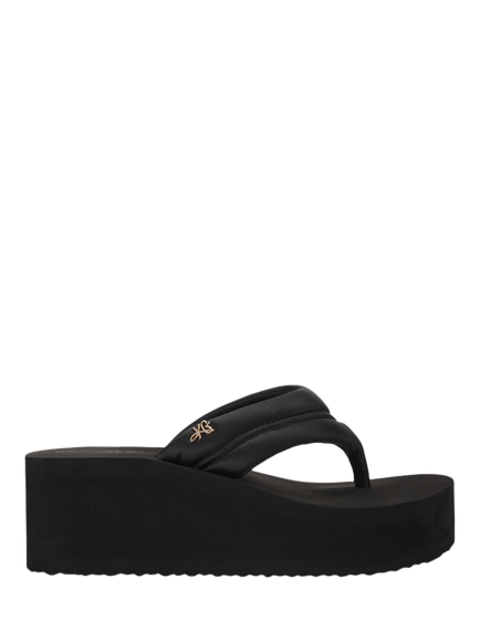 KG Kurt Geiger Reagan Canvas Platform Toe Post Sandals, Black, Black
