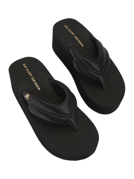KG Kurt Geiger Reagan Canvas Platform Toe Post Sandals, Black - view 2, Black